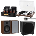 Starting Line 4 Deluxe Bookshelf and Subwoofer Hi-Fi Starter Package with Wood Turntable