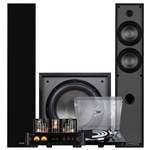 T65 2.1 Vinyl Audio Bundle with 12" 200W Powered Subwoofer Black