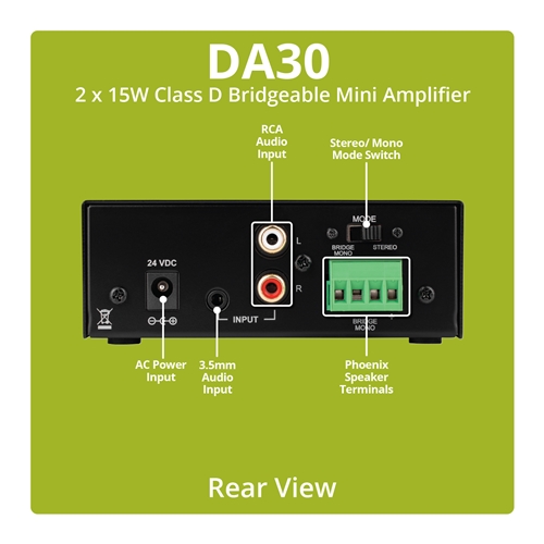 Dayton Audio - DA30 2X15W Class D Bridegable Mini Amplifier Dayton Audio - DA30 2X15W Class D Bridegable Mini Amplifier