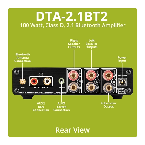 Dayton Audio - DTA-2.1BT2 100W 2.1 Class D Bluetooth Dayton Audio - DTA-2.1BT2 100W 2.1 Class D Bluetooth