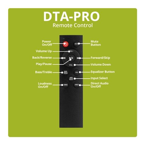 Picture 9 Close up view of DTA-PRO 100W Class D Bluetooth Amplifier with USB DAC IR Remote and Sub Output