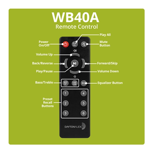 Picture 10 Close up view of WB40A Wi-Fi Bluetooth Multi-Room 2x20W Amplifier with IR Remote