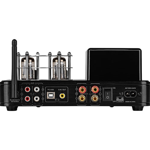 Dayton Audio HTA20 Integrated Stereo Hybrid Hi-Fi Vacuum Tube Class A/B Amplifier 20 Watts RMS with Subwoofer Output, Headphone Output, Bluetooth 5.0