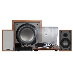 Classic Collection B40 2.1 Vinyl Audio Bundle with 8" 150W Powered Subwoofer Wood