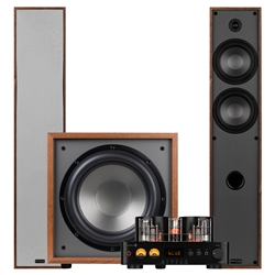 T65 2.1 Stereo Bundle with 12" 200W Powered Subwoofer Wood