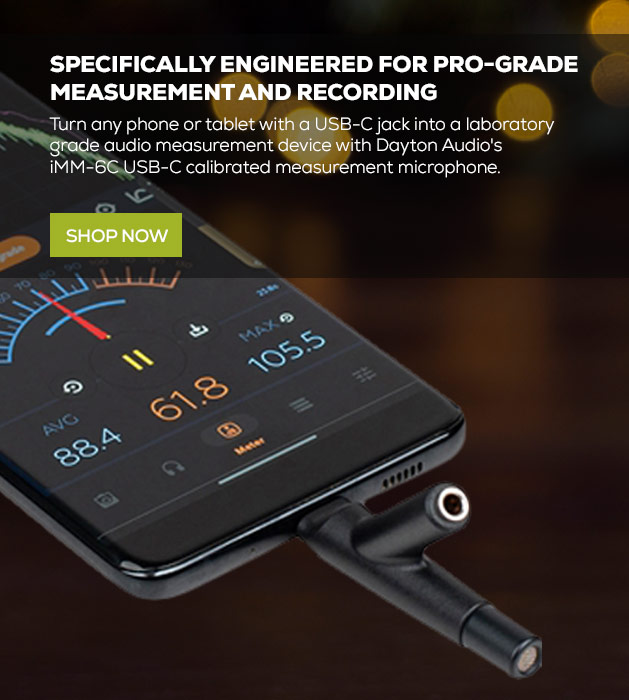 The IMM6-C turns any phone or tablet with a USB-C jack into a laboratory grade audio measurment device